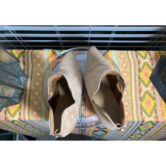 Women's Bamboo 8 Faux Suede Faux Wood Block Heeled Ankle Boot Zipper Back - Picture 13 of 13